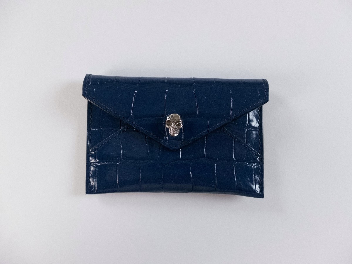 NO CUSTOMS TAX ALEXANDER MCQUEEN Skull dark blue croc effect