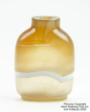 Chinese Carved Natural Amber & White Banded Agate Snuff Bottle, 19th Century