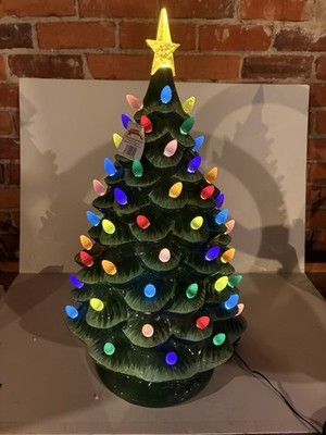 New Vintage 24  Rare X Large Mr Christmas Ceramic Light Up Christmas Tree W/Box