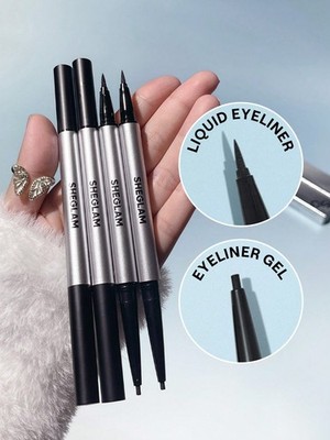 Black Dual Tip Eyeliner Gel And Liquid Waterproof Smudge Proof Long Lasting