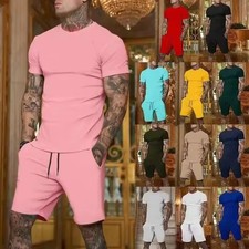 Men's Summer Sports T-Shirt Shorts Set 2 Piece Casual Breathable Outdoor Suit