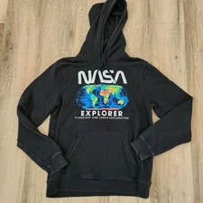 Old Navy NASA Explorer Hoodie Men’s M Black Graphic Sweatshirt Space Missions