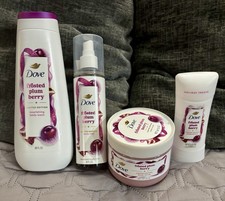 Dove Frosted Plum Berry 4 Piece Set: Body Wash, Body Scrub, Deodorant, Body Mist