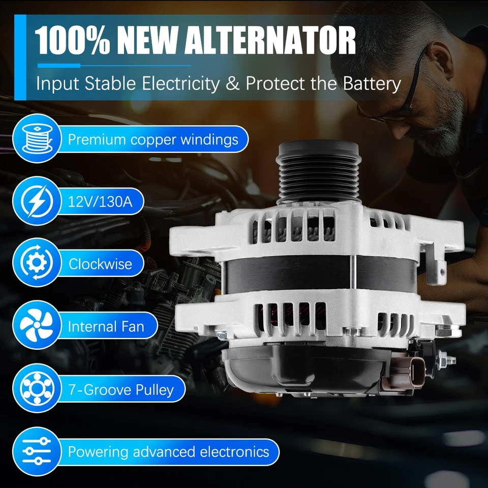 OEM Alternator for 2005-2018 Toyota Venza Avalon 2008-2013 Highlander 3.5L 11137 Foto 4 de 4