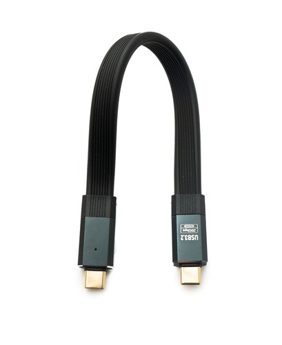 SYSTEM-S USB 3.2 Gen 2 Cable 20 CM Type C Plug To Plug Flat Cable Black - Picture 2 of 4