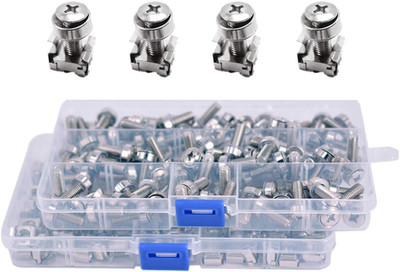 100 Sets M6 Square Hole Hardware Cage Nuts & Mounting Screws Washers for Server