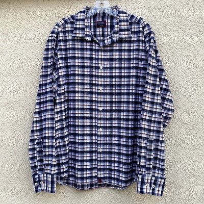 UNTUCKit Blue Plaid Flannel Long Sleeve Shirt XL Kaesler