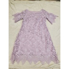 By Anthropologie Soft Purple Lace Midi Dress 8 Formal Romantic Feminine Occasion