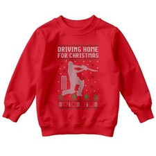 Cricket Spieler Weihnachten Sweatshirt Fahren Heim Kinder Urlaub Pullover #MC38