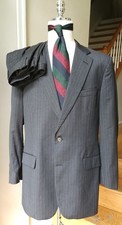 Brooks Brothers 1818 Madison Grey Pinstripe 100 Wool Sack Suit 42L Pant 36