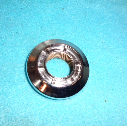 1971-76 MOPAR A B E-BODY LEFT DOOR REMOTE CONTROL MIRROR CHROME BEZEL NUT V-NICE
