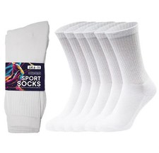 Mens Sports Socks 6 Pairs UK Size 6-11 Cotton Rich Cushioned Everyday Crew Socks