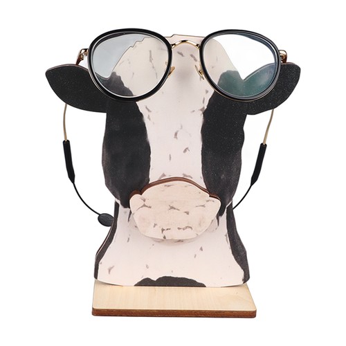 Cow Head Wearing Glasses Statues Wooden Decorative Cow Eyeglasses Display Sta UK - Picture 18 of 24