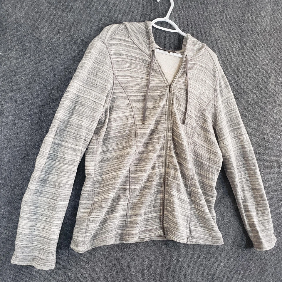 Tommy Bahama Hoodie Womens Large Gray Full Zip 100% Cotton Space Dye Casual - Image 2 of 4
