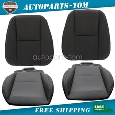 Driver & Passenger Bottom & Top Cloth Seat Cover Black For 07-14 Chevy Silverado
