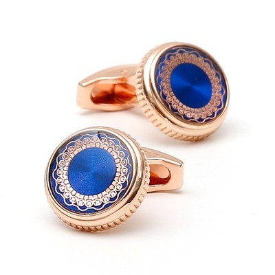 Round Shape Men Cufflinks 1 Pair of Shirt Suit Cuff Links Classic Flower Pattern