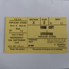 COMPLETE TICKET STUB-YORK CITY V LIVERPOOL- LEAGUE CUP- 10TH SEPTEMBER 1975