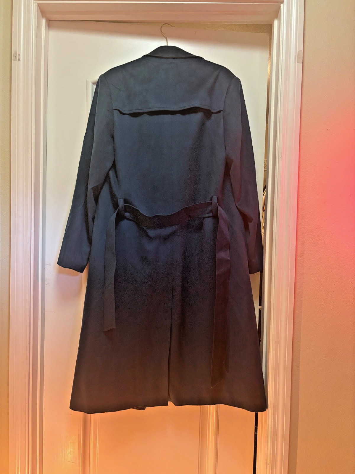 Deep, dramatic forest green with red lining, vent… - image 1