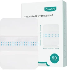 Waterproof Transparent Film Dressing, Large Clear Wound Bandages 6X8 Inch 50 Pac