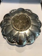 Antique Roden Bros. Silver Plate Filigree Flower Frog 