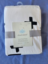 Cloud Island Black Grey and White Fitted Standard Crib Sheet 100 Cotton New