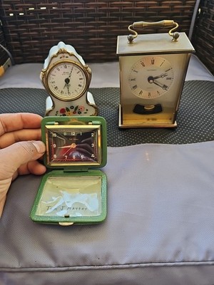 Vtg Alarm Clocks Lot Linden Black Forest Floral Alarm,Seth Thomas
