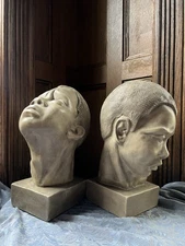 Vintage Pair of Art Deco Busts - Man + Woman  'Yearning For Freedom'  -by Brower