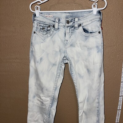 True Religion ホワイトジーンズ True Religion Sz28 Men's Ricky Acid Wash Relaxed Straight Super T
