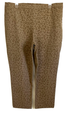 Isaac Mizrahi 24/7 Flocked Leopard Pants Mocha 18P Pull On A372813 Women XA21