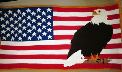 Handmade Crochet Afghan Knit Throw Quilt Bed Blanket Us American Flag Bald Eagle Ebay
