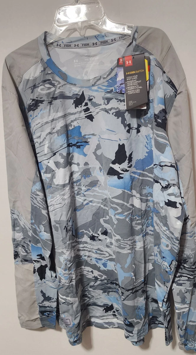 Under Armour Mens XXL FISH CoolSwitch Hydro Camo Long Sleeve Shirt