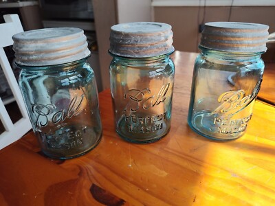 Vintage Ball Perfect Mason Canning Jar #2 And #5With Zinc Lid ( 3
