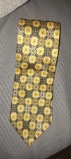 Men's Geoffrey Beene 100% Silk Yellow Tones Geometric Design Tie Necktie