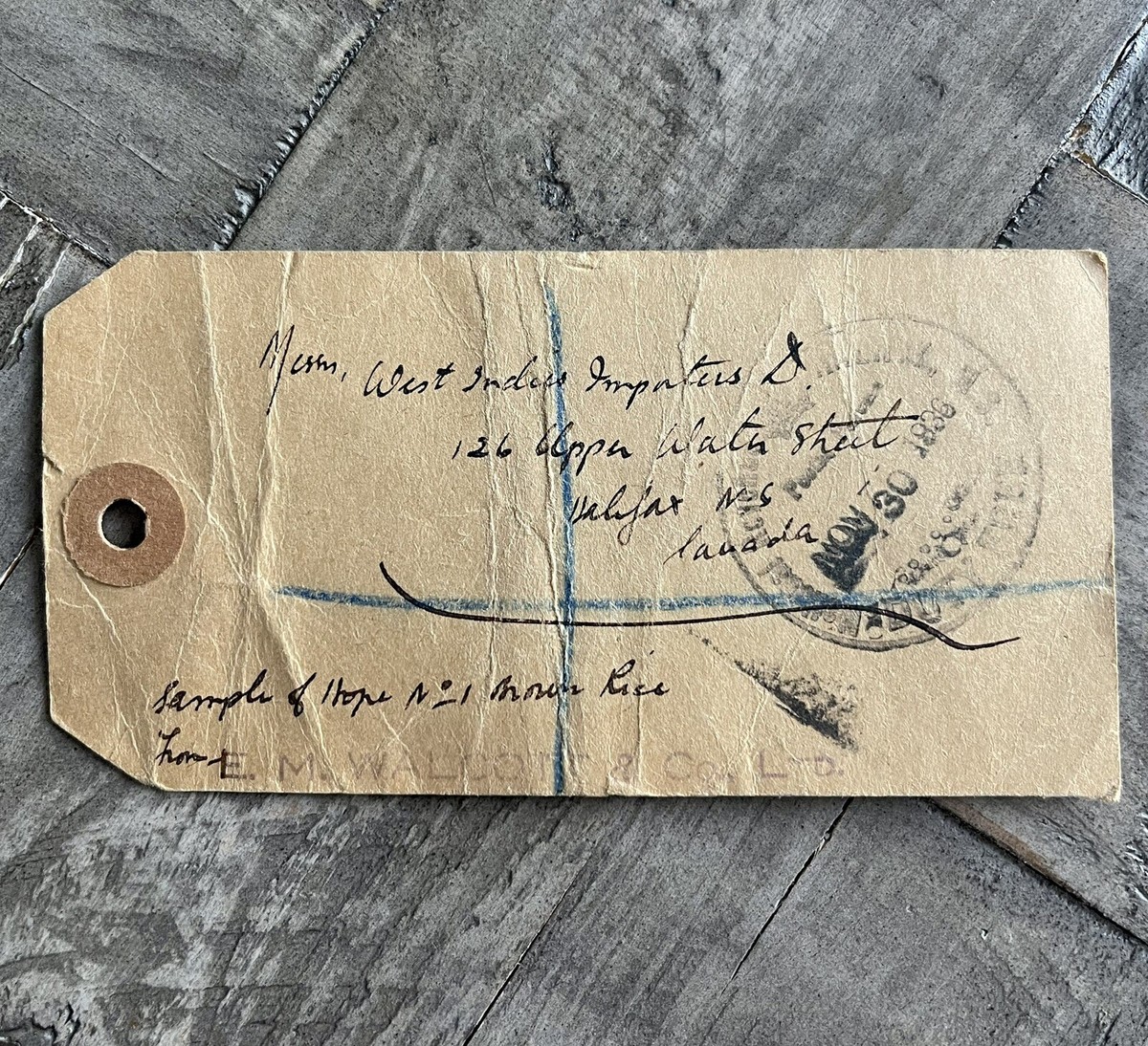 VINTAGE PARCEL TAG 1936 BRITISH GUIANA 3 & 12 CENTS TO NEW