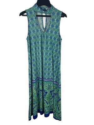 John Paul Richard Blue Paisley Choker Keyhole Fit & Flare Summer Dress NWT S