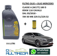 FILTRO OLIO E OLIO ORIGINALE 5W30 MERCEDES CLASSE A 180 D 1.5 85KW 115 CAVALLI