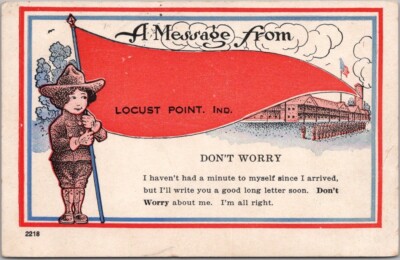 Vintage 1920 LOCUST POINT, Indiana Greetings Postcard Military WWI ...