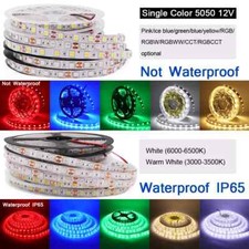 LED Strip Lights 12V 5050 SMD Flexible Tape Rope TV Lighting Waterproof 1-5m UK