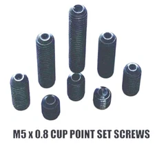 M5 x 0.8 CUP POINT SET SCREWS BLACK ALLOY STEEL - 50 PCS - CHOOSE FROM 5 TO 25mm