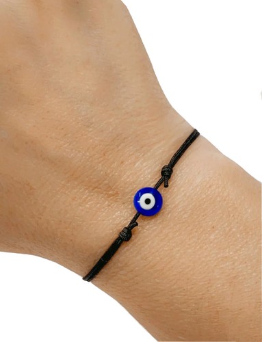 2 Pcs Evil eye adjustable bracelet black string lucky Turkish eye men women gift - Picture 3 of 9