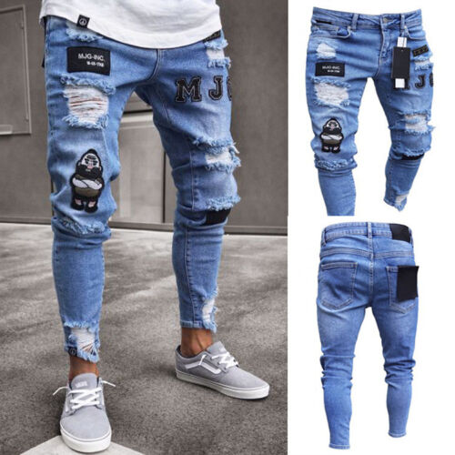 radius Adelaide Contempt Fashion Men&#039;s Denim Pants Ripped Jeans Super Skinny Slim Fit Frayed  Trousers | eBay