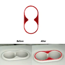 Red Carbon Fiber Rear Armrest Cup Holder Panel Frame Cover For Honda CR-V 12-16
