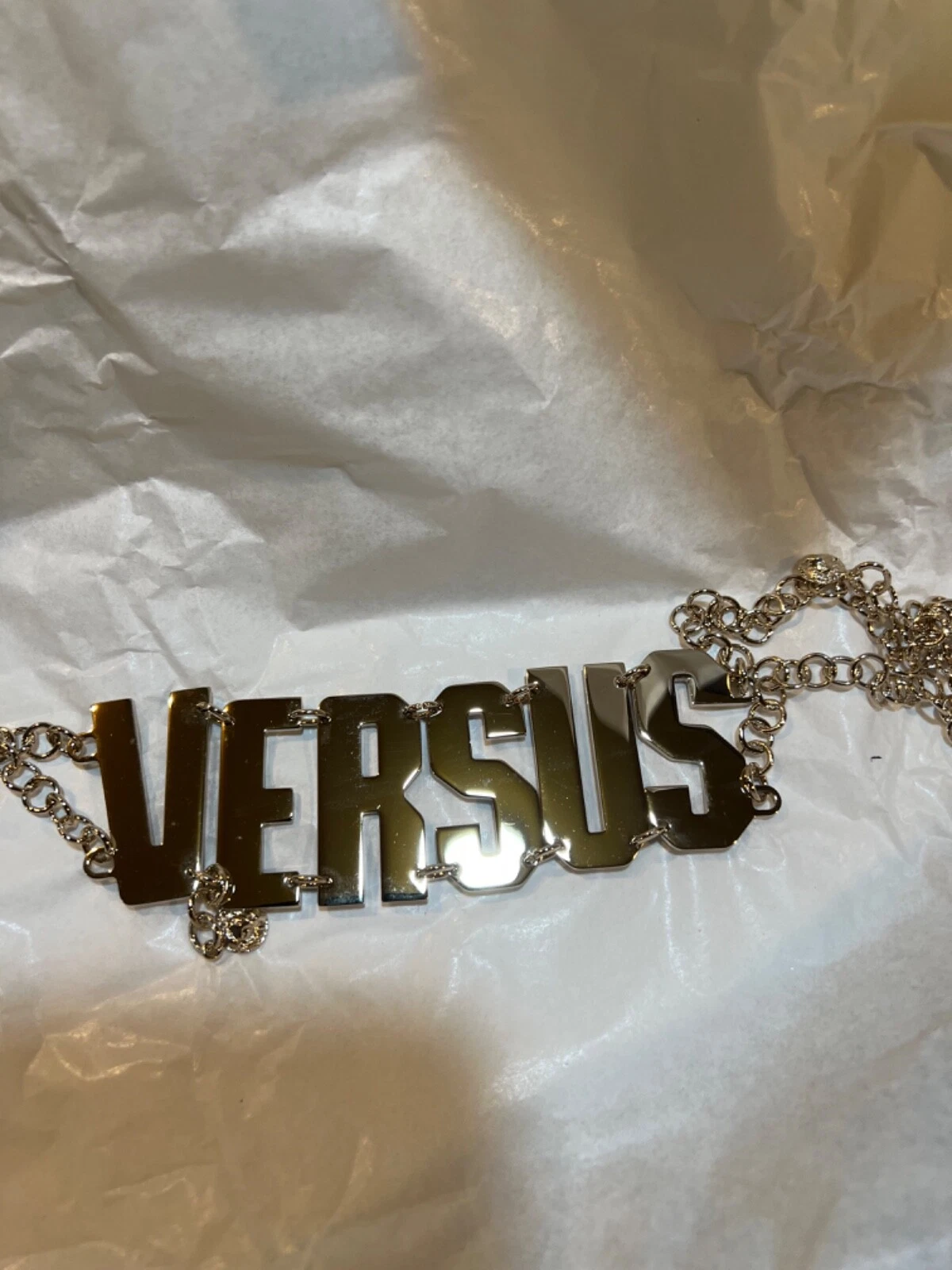 Nuova Collana Choker Catena Versace Versus Grande Logo Tono Oro Nuova con Etichette