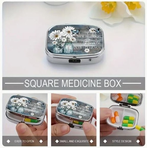 Fancy 2 Compartment New Beginning Pill Box - Picture 3 of 6