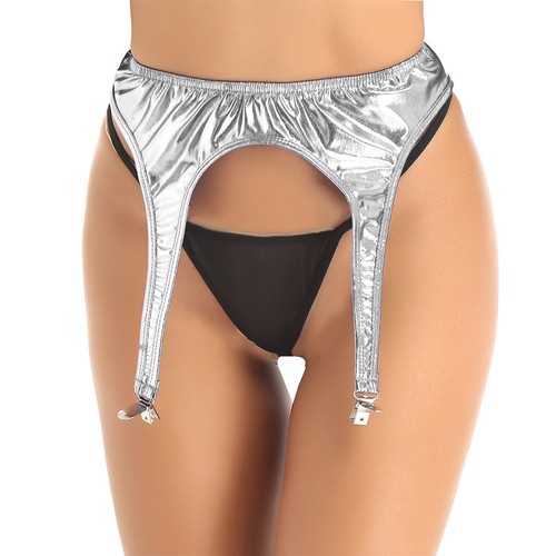 Women's Elastic Waist 4 Metal Clips Suspender Garter Belt Lingerie Punk Harness - Picture 49 of 70