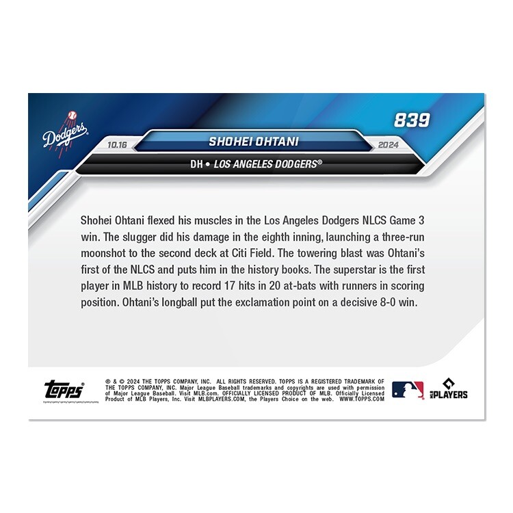 Shohei Ohtani 1st NLCS Home Run - 2024 MLB Topps NOW Card 839 | eBay