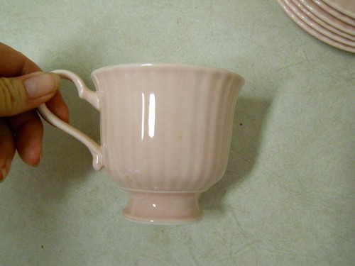 Juego de 6 tazas y platillos de té Mikasa Potpourri FA125 rosa rubor Japón acanalado - Imagen 2 de 6