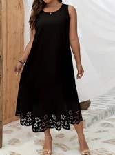 5XL US Size 22 Black Cutout Trim Sleeveless Tank Dress New Free Ship