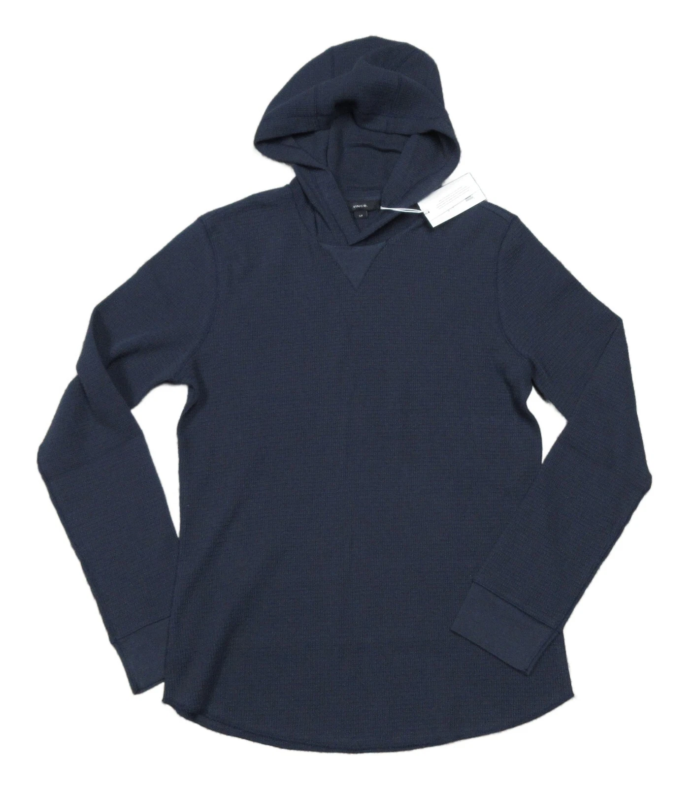 Vince Men's Coastal Blue Waffle Knit Thermal Pullover Hoodie