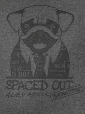 UNIVERSAL STUDIOS MIB MEN IN BLACK PUG ALIEN ATTACK MEDIUM GRAY T-SHIRT H1292